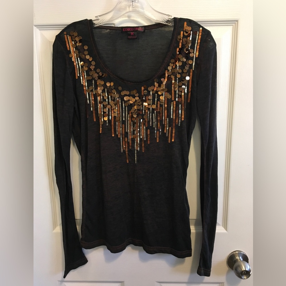 EUC Rock n Roll Cowgirl burnout tee. Size M.